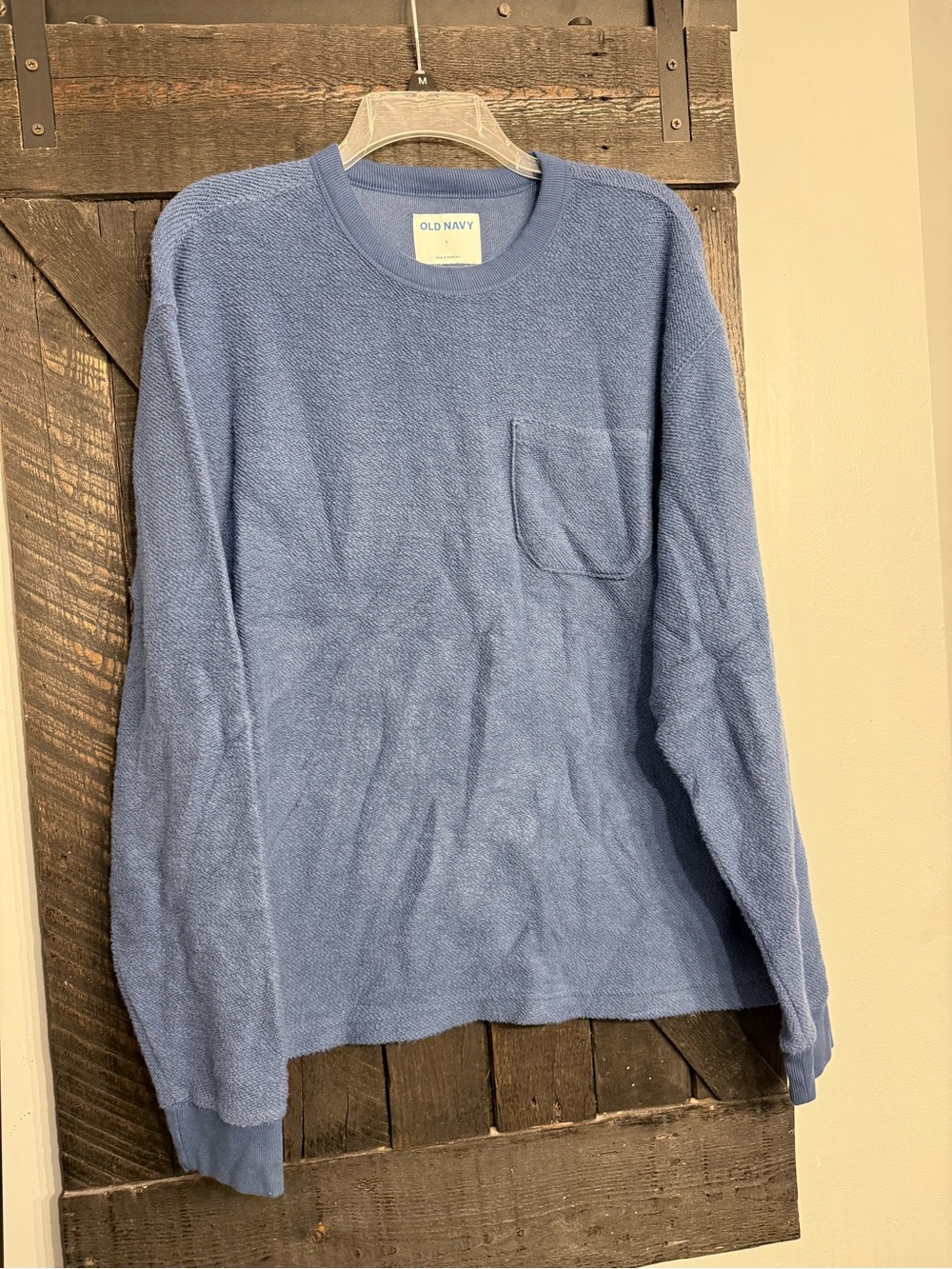Old Navy Men's Light Blue Crewneck Sweater with Chest Pocket